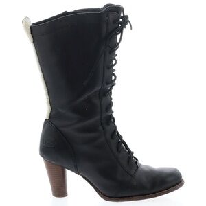UGG mid-calf heeled lace-up black boots